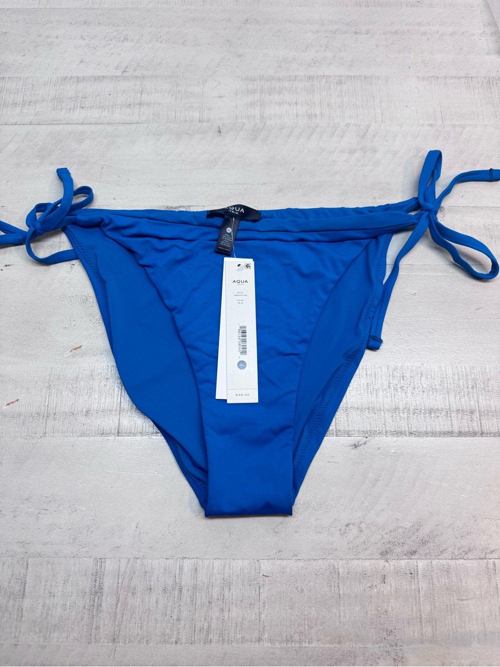 AQUA Side-Tie Bikini swimsuit Bottoms in a vibrant cobalt blue shade. Nwt size X